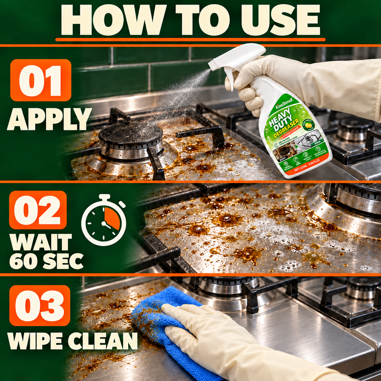 How to use: apply, wait and wipe clean